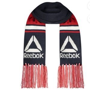NWT Reebok Logo Fringe Scarf UNISEX RED/NAVY BLUE/WHITE WINTER TASSEL